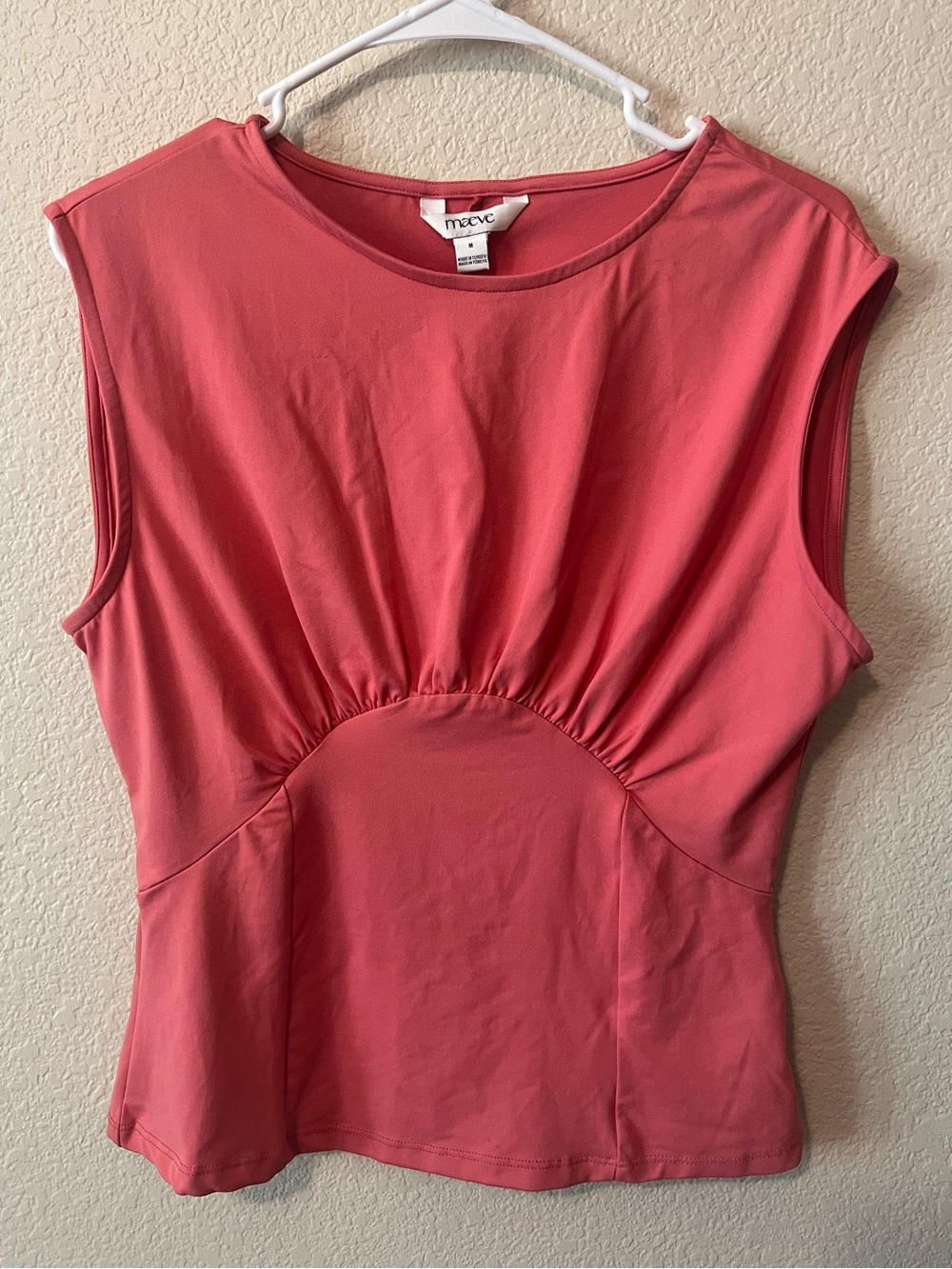 Maeve Coral Pink Gathered Waist Sleeveless Top